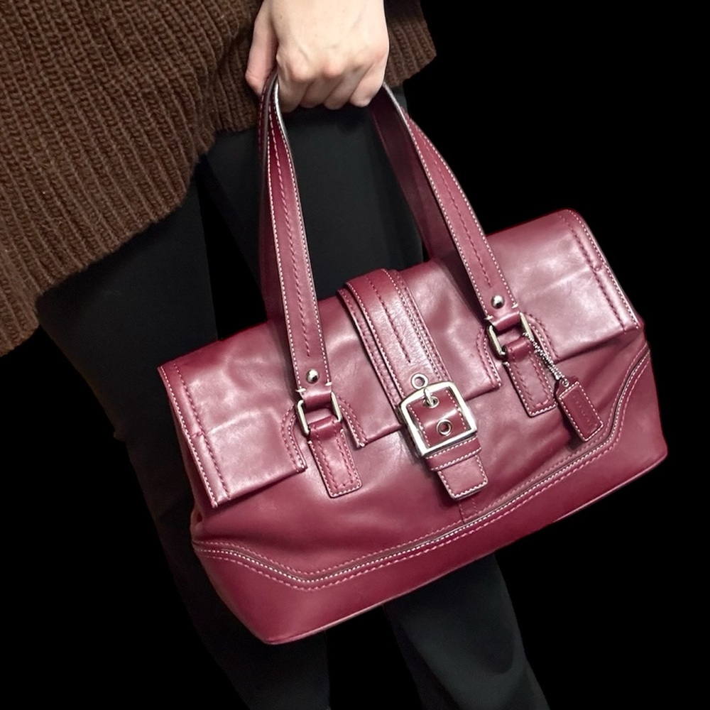 Coach Burgundy Hamilton Satchel Bag (Rare color!) - Picture 2 of 5